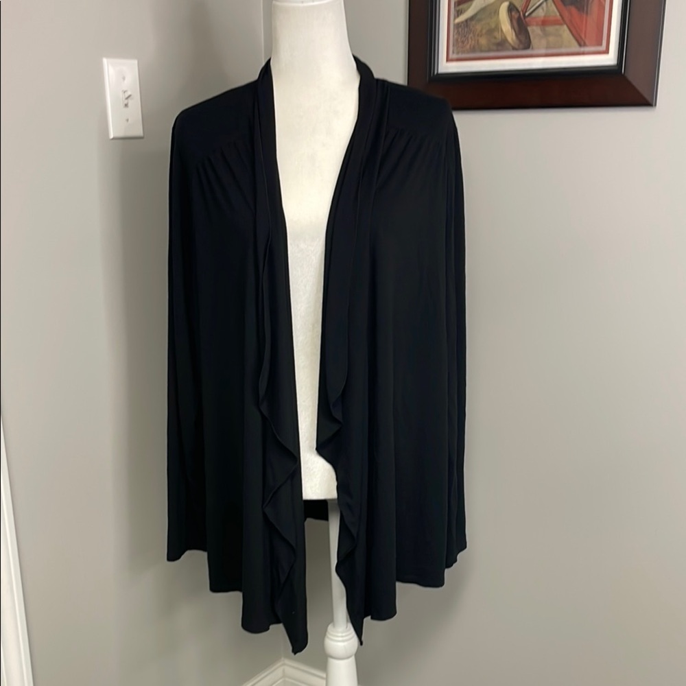 J JIll Black Waterfall cardigan sweater size XL Lightweight